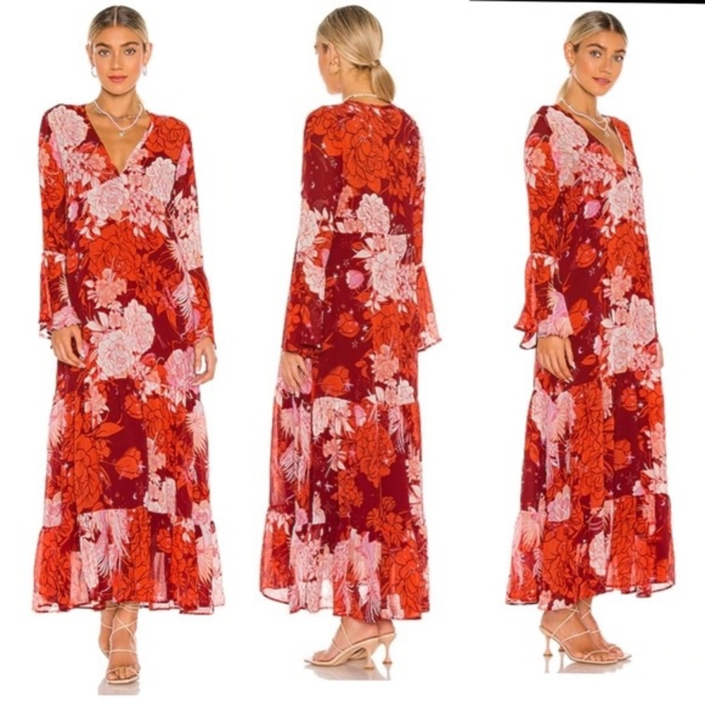 Free People Morrocan Roll Maxi Dress (Green Print)